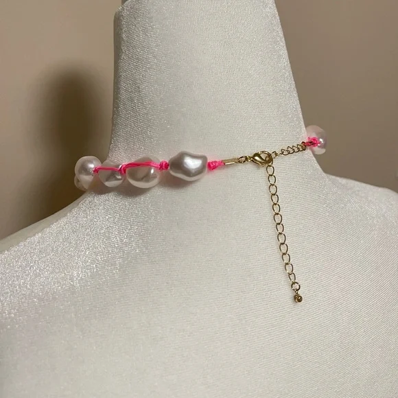 Urban Outfitters : Neon Pink Corded Pearl Necklace | NWT - Picture 5 of 5